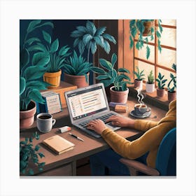 Home working Canvas Print