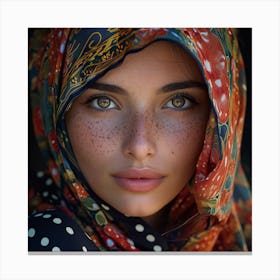 Portrait Of A Woman With Freckles Canvas Print