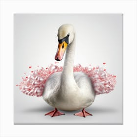 Swan With Hearts Canvas Print