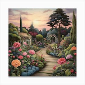 Garden At Dusk Art Print 2 Canvas Print