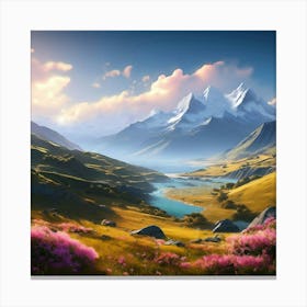 South Island Hills And Mountains Landscape Canvas Print