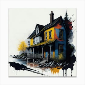 Colored House Ink Painting (36) Canvas Print