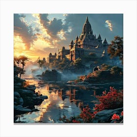 Sunset In Angkor Canvas Print