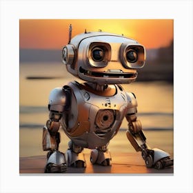 Robot At Sunset 7 Canvas Print