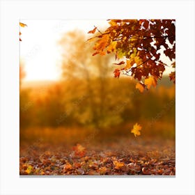 Autumn Leaves On The Ground Canvas Print