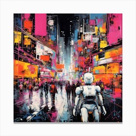 Robot On The Street Canvas Print