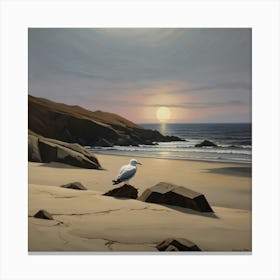 Seagull On The Beach 1 Canvas Print