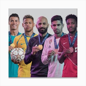 World Best Paid Soccer Players With Medals Canvas Print