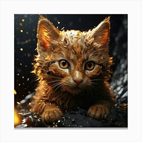 Kitty In Water Canvas Print