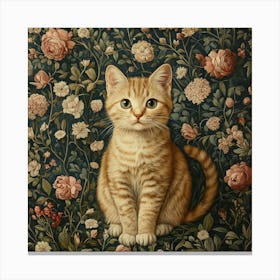 Cat In Flowers Art 3 Canvas Print