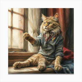 Cat At The Window Canvas Print