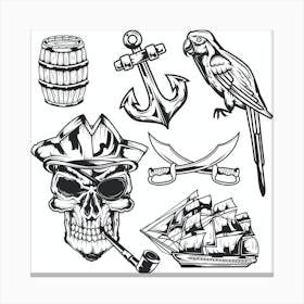 Pirate Set Vector Canvas Print