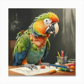 Parrot At School Canvas Print