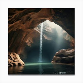 Waterfall In A Cave Canvas Print