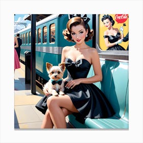 Cute Dog And Dress Canvas Print