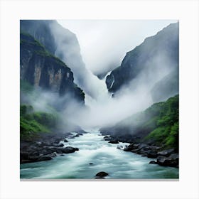 Misty Waterfall Canvas Print