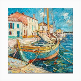 Van Gogh Style: Fishing Boats in Saintes-Maries-de-la-Mer Series Canvas Print