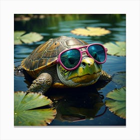 Turtle In Sunglasses 1 Canvas Print