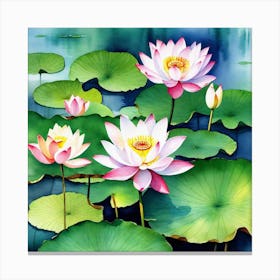 Lotus Flower Painting 10 Canvas Print