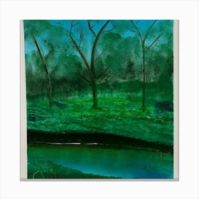 Green Landscape Painting Canvas Print