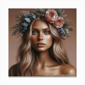 Portrait Of A Woman With Flower Crown 1 Canvas Print