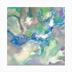 Soft Revenge - Artwork that features a beautiful and intricate blend of blue, grey, green, and purple fading colours. The piece exudes a sense of calmness and tranquillity, inviting the viewer to get lost in its subtle nuances and delicate details. Canvas Print