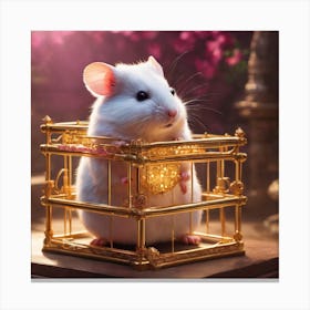 White Mouse In A Golden Cage Canvas Print