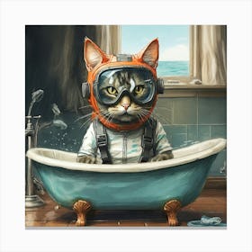 Cat In A Bath Canvas Print