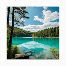 Blue Lake - Lake Stock Videos & Royalty-Free Footage Canvas Print