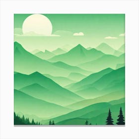 Misty mountains background in green tone 75 Canvas Print