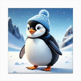 Penguin In Winter Canvas Print