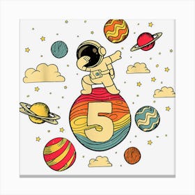 5 Years Old Dabbing Astronaut Space Planet 5th Birthday Canvas Print