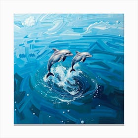 Dolphins In The Ocean 3 Canvas Print