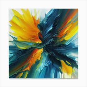 Gorgeous, distinctive yellow, green and blue abstract artwork 1 Canvas Print