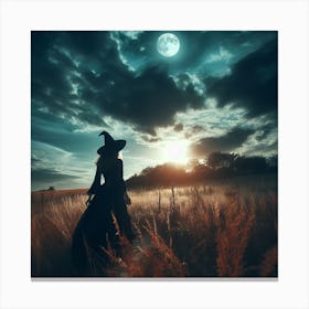 Witch In The Field Canvas Print