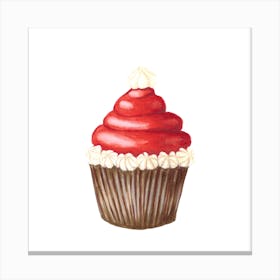 Red Santa Hat Cupcake Canvas Print
