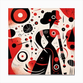 Woman In Black And Red Canvas Print