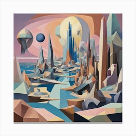 Alien Landscape Pastel Cubism Style Canvas Print