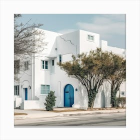White House With Blue Door Canvas Print