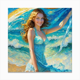 Girl On The Beach hv Canvas Print