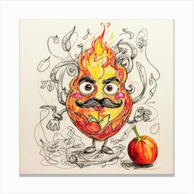 Fire Man With Mustache Canvas Print