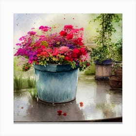 Watercolor Greenhouse Flowers 39 Canvas Print