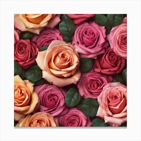 Pink Roses Background 3 Canvas Print