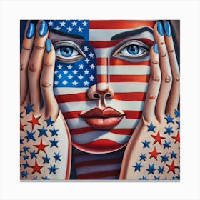 American Flag Face Canvas Print