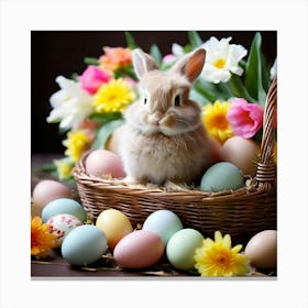 Resurrection Joyful Celebratory Festive Springtime Renewal Rebirth Colorful Eggs Bunny Flo Canvas Print