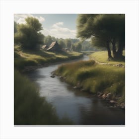 Stream In The Countryside 12 Canvas Print
