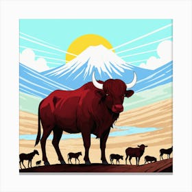 Bulls In The Mountains 14 Canvas Print