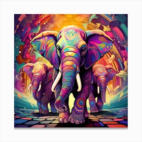 Maraclemente 3d Elephants Vibrant Colors 43 Chibi Style No Nega 88e490b8 7a57 46a1 87cd B0fa043c71a2 Canvas Print