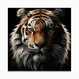 Tiger Portrait isolated on black background 1 Canvas Print