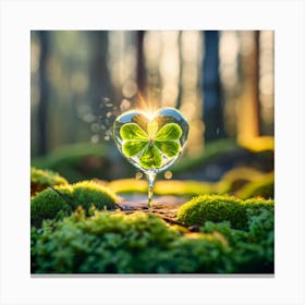 A Bright Green Magical Fourleaf Clover Inside A 3 Canvas Print